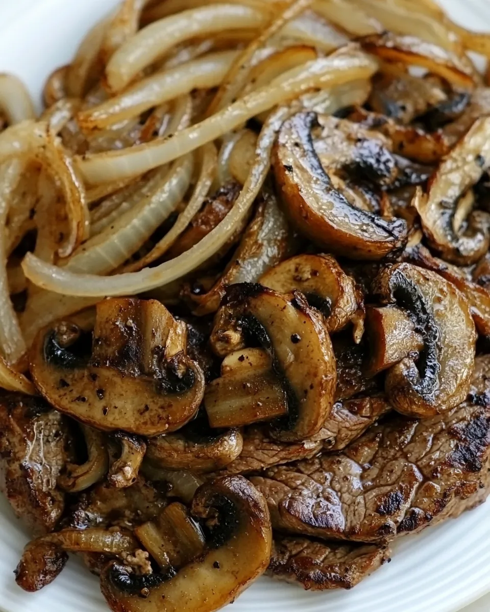 Homemade Quick Skillet Steak with Onions and Mushrooms photo