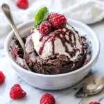 Homemade Raspberry Swirl Brownie Sundae For Two photo