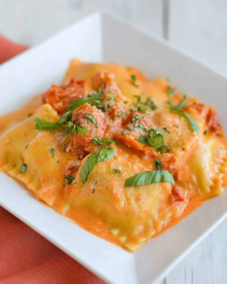 Easy Ravioli with Creamy Sun-dried Tomato and Basil Sauce picture