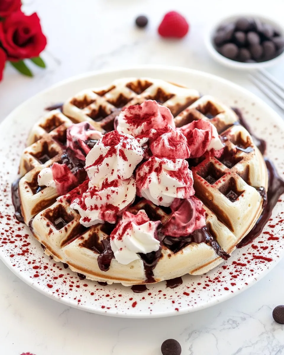 Homemade Red Velvet Marble Waffles photo