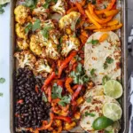 Ultimate Roasted Cauliflower and Black Bean Sheet Pan Fajitas. dish image