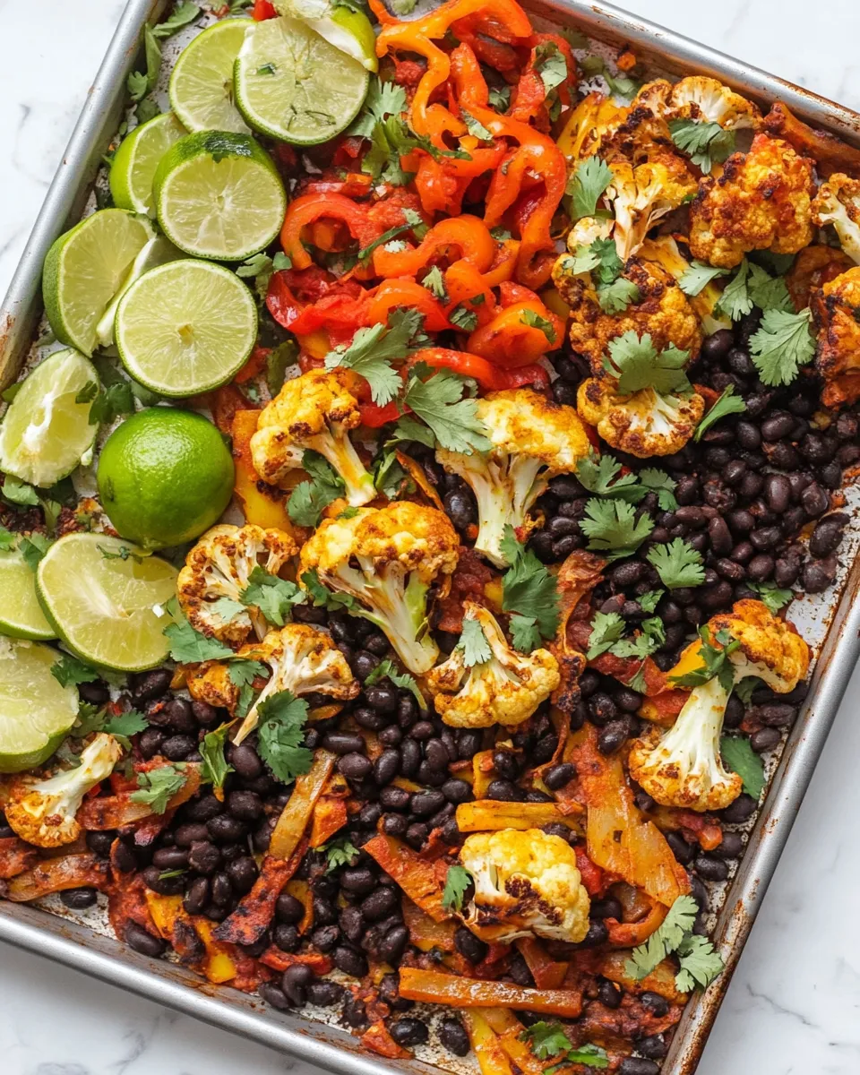 Delicious Roasted Cauliflower and Black Bean Sheet Pan Fajitas. image