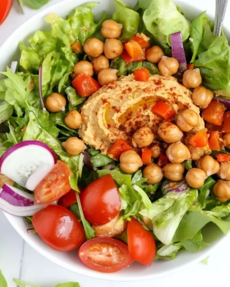 Homemade Roasted Chickpea Salad with Hummus photo