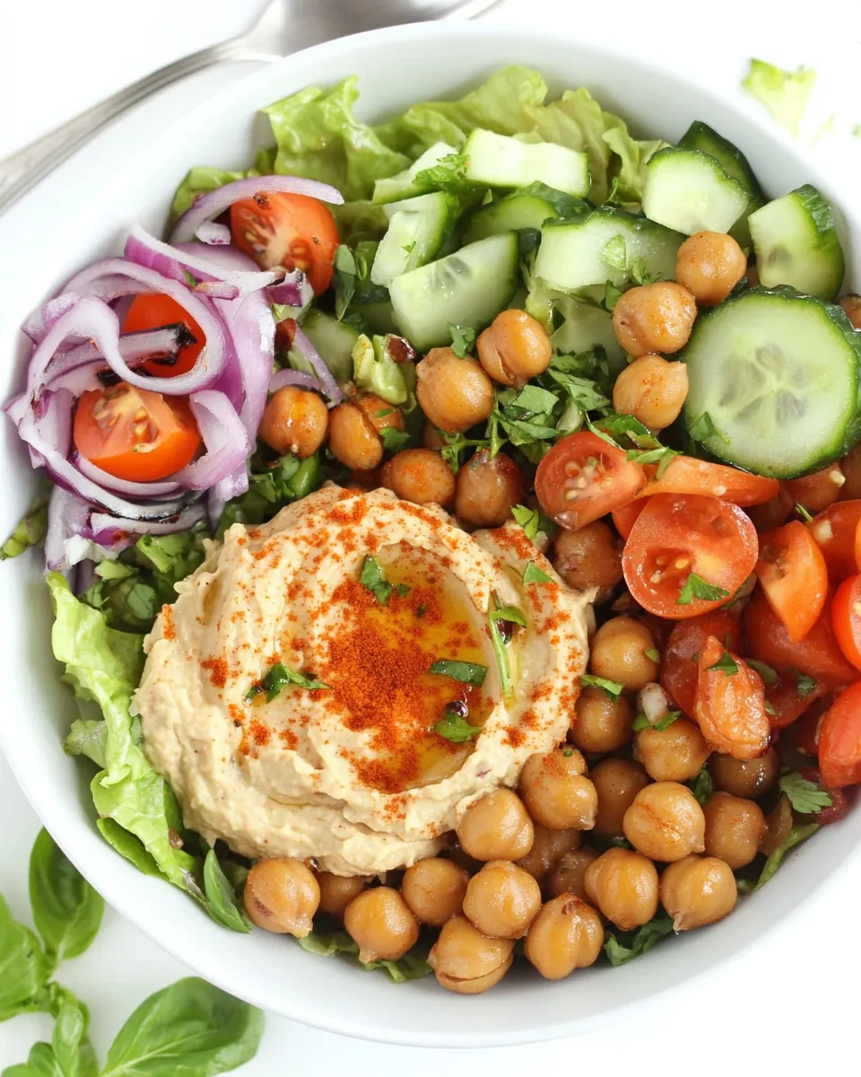 Classic Roasted Chickpea Salad with Hummus image