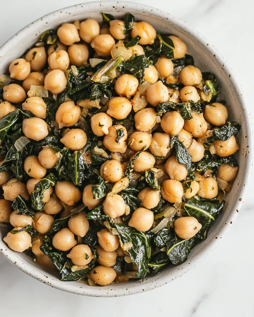 Delicious Roasted Garbanzo Beans with Garlic and Swiss Chard shot