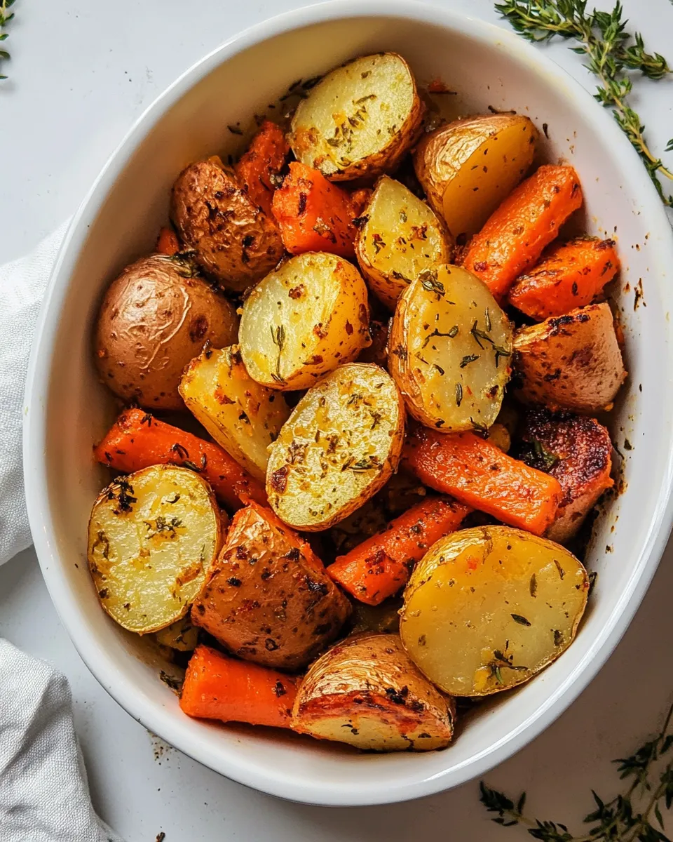 Delicious Roasted Potatoes and Carrots Recipe shot