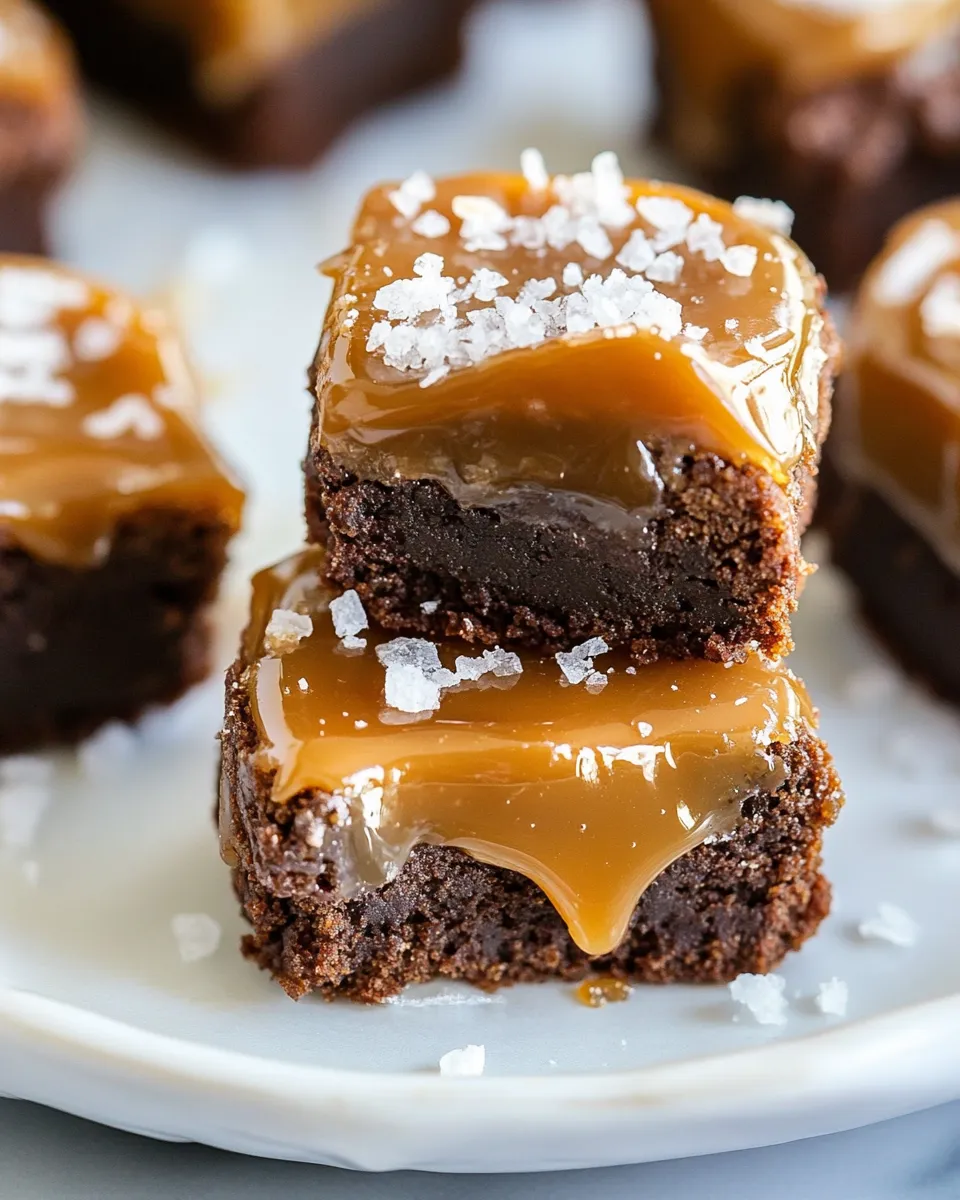 Easy Salted Caramel Brownie Bites food shot