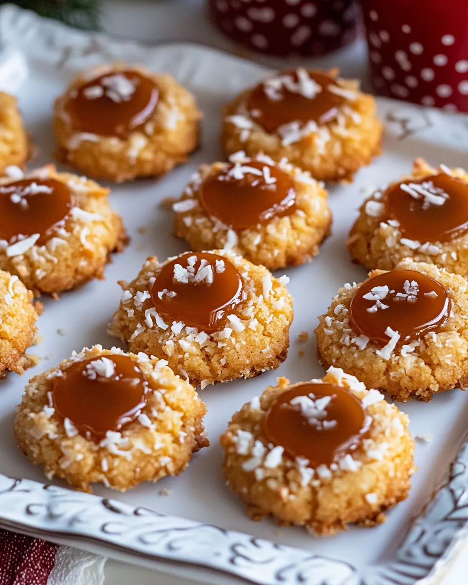 Delicious Salted Caramel Coconut Thumbprint Cookies shot