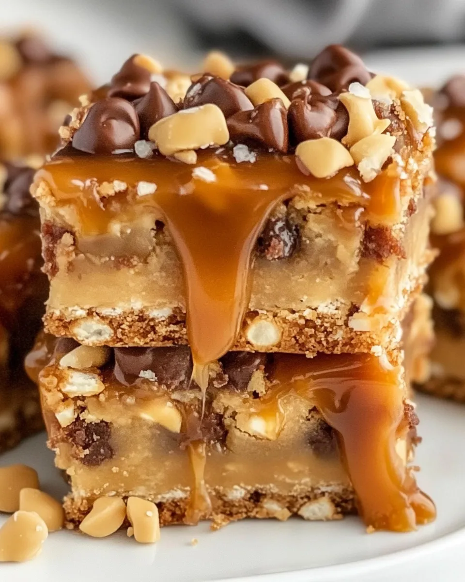 Easy Salted Caramel Pretzel Blondies recipe photo