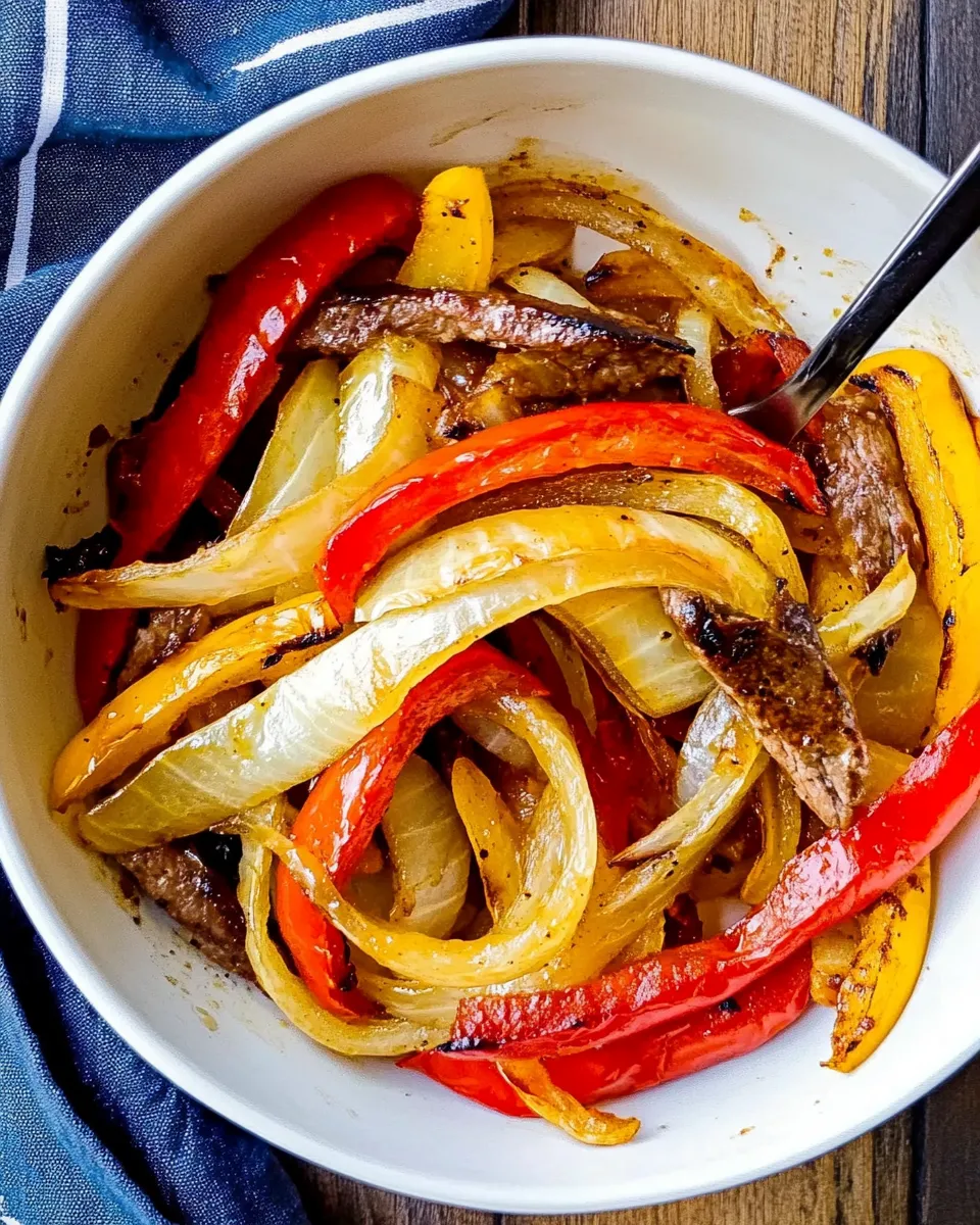 Homemade Sauted Onions And Peppers For Fajitas, Pizza, Steak Sides image
