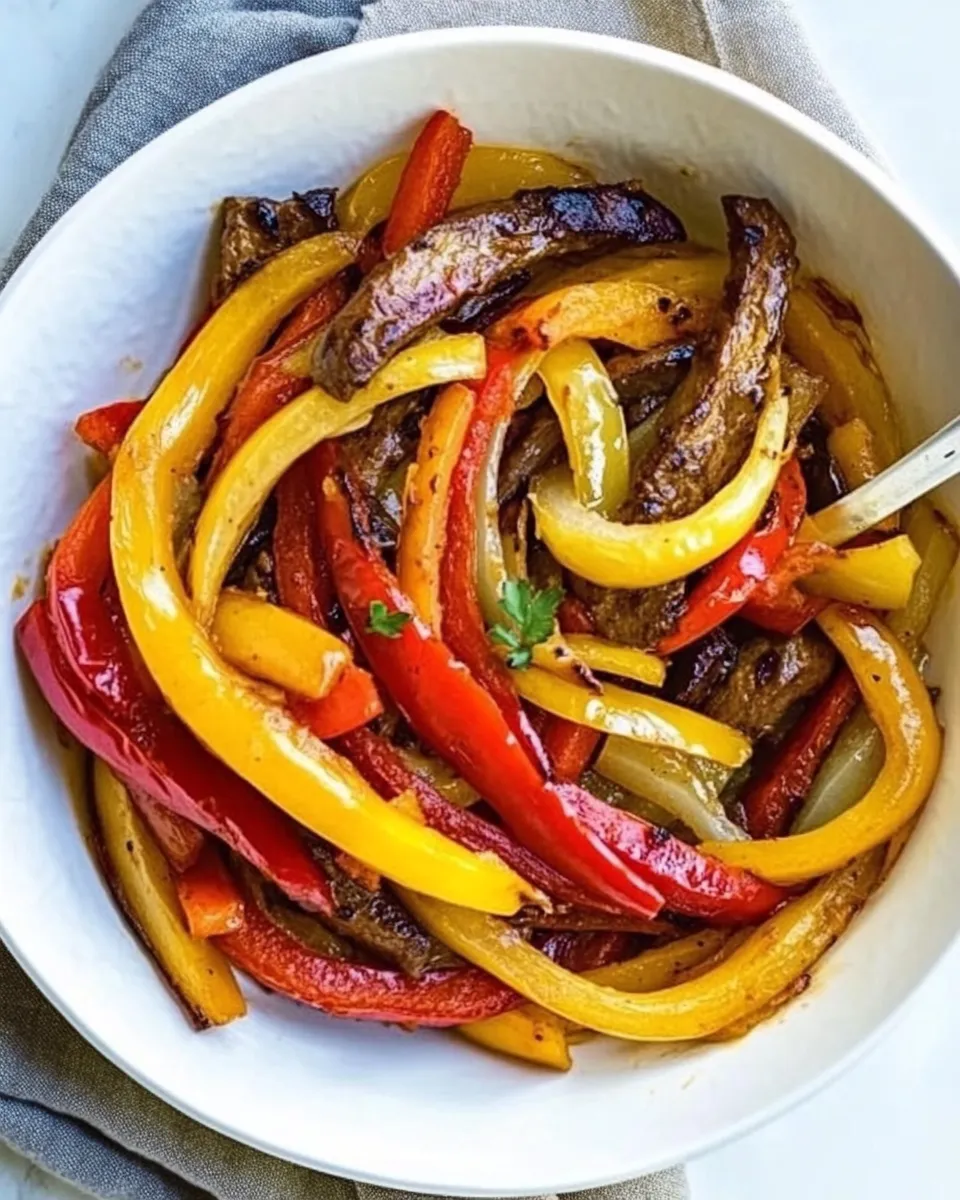 Delicious Sauted Onions And Peppers For Fajitas, Pizza, Steak Sides shot