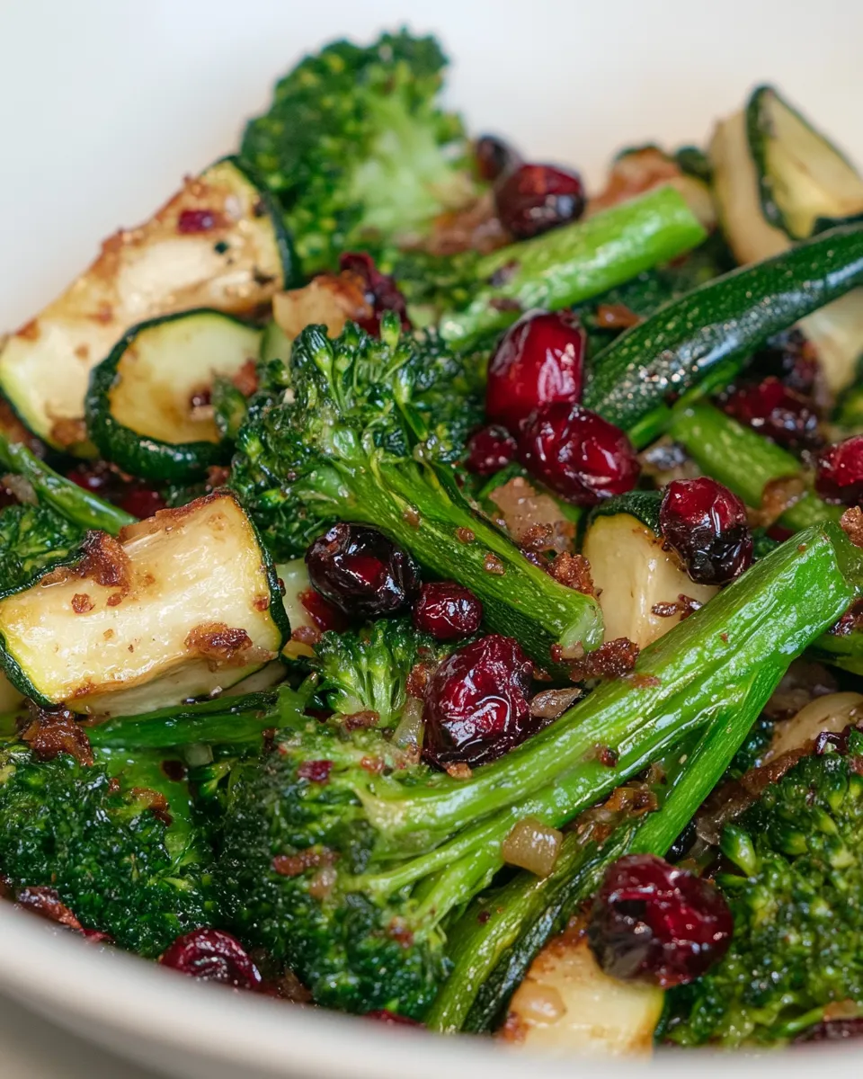 Delicious Sauteed Broccolini, Zucchini, & Cranberries shot