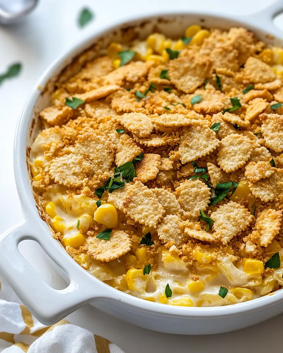 Delicious Scalloped Corn with Ritz Cracker Crunchies. shot