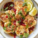 Delicious Sesame Crusted Cauliflower with Pomegranate Ponzu Sauce. picture