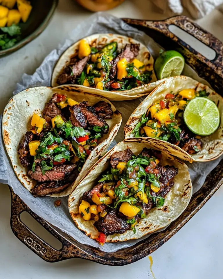 Amazing Sheet Pan Chipotle Steak Tacos with Mango Salsa. picture