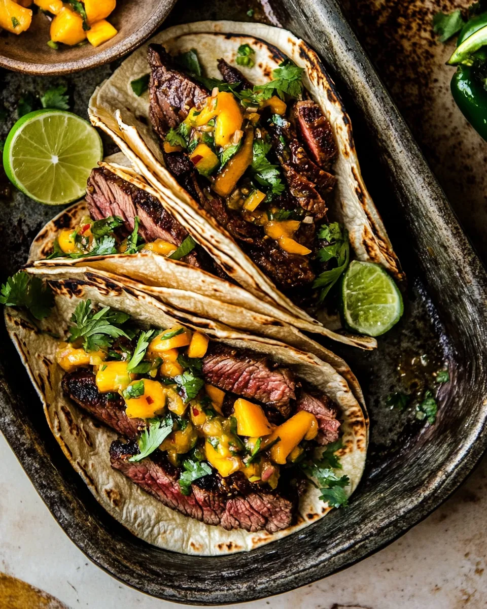 Ultimate Sheet Pan Chipotle Steak Tacos with Mango Salsa. picture