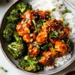 Homemade Sheet Pan Honey Buffalo Chicken with Broccoli. photo