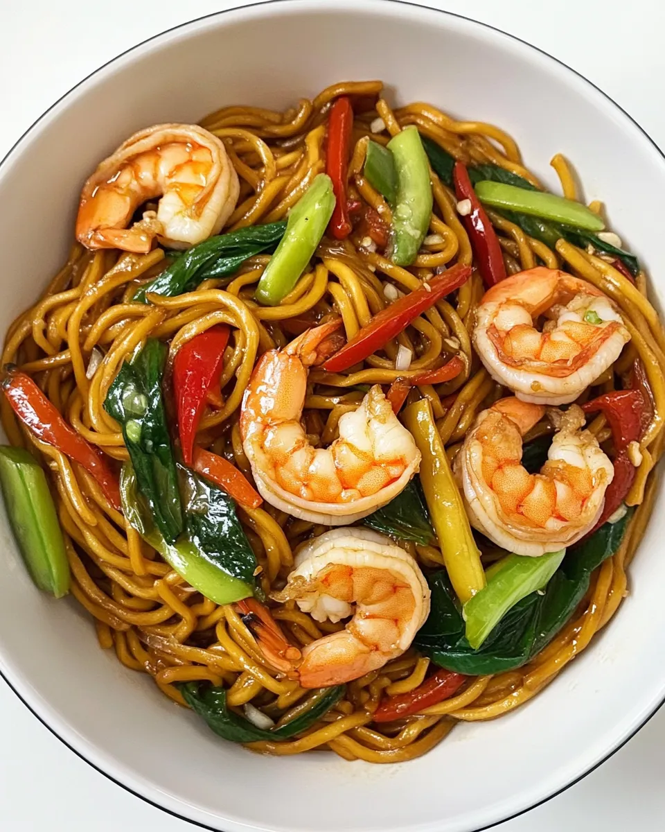 Delicious Shrimp Lo Mein shot