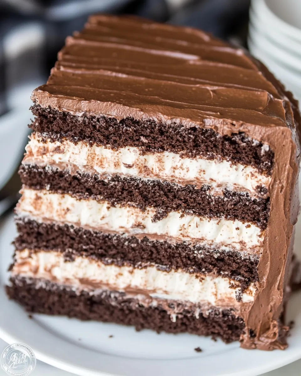 Easy Six-Layer Chocolate Cake with Toasted Marshmallow Filling & Malted Chocolate Frosting picture