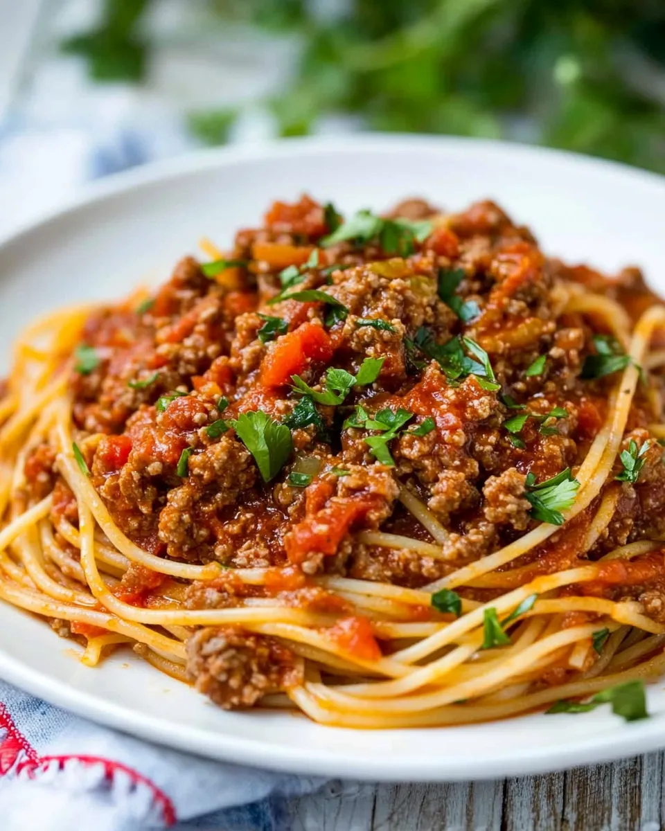 Homemade Slow Cooker Italian Spaghetti Meat Sauce recipe image