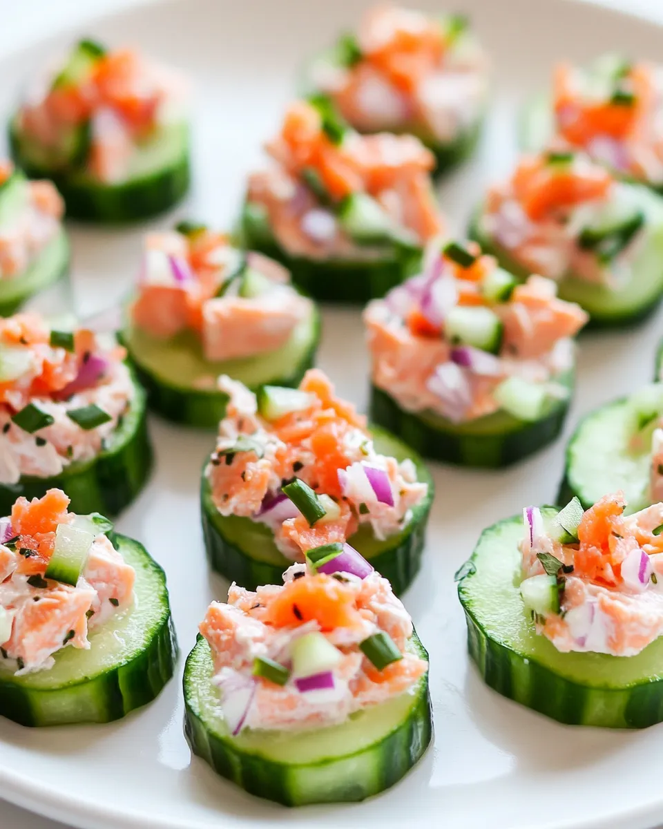 Delicious Smoked Salmon Cucumber Bites shot