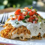 Homemade Smothered Nacho Chicken with Tomatillo Avocado Ranch Dressing photo
