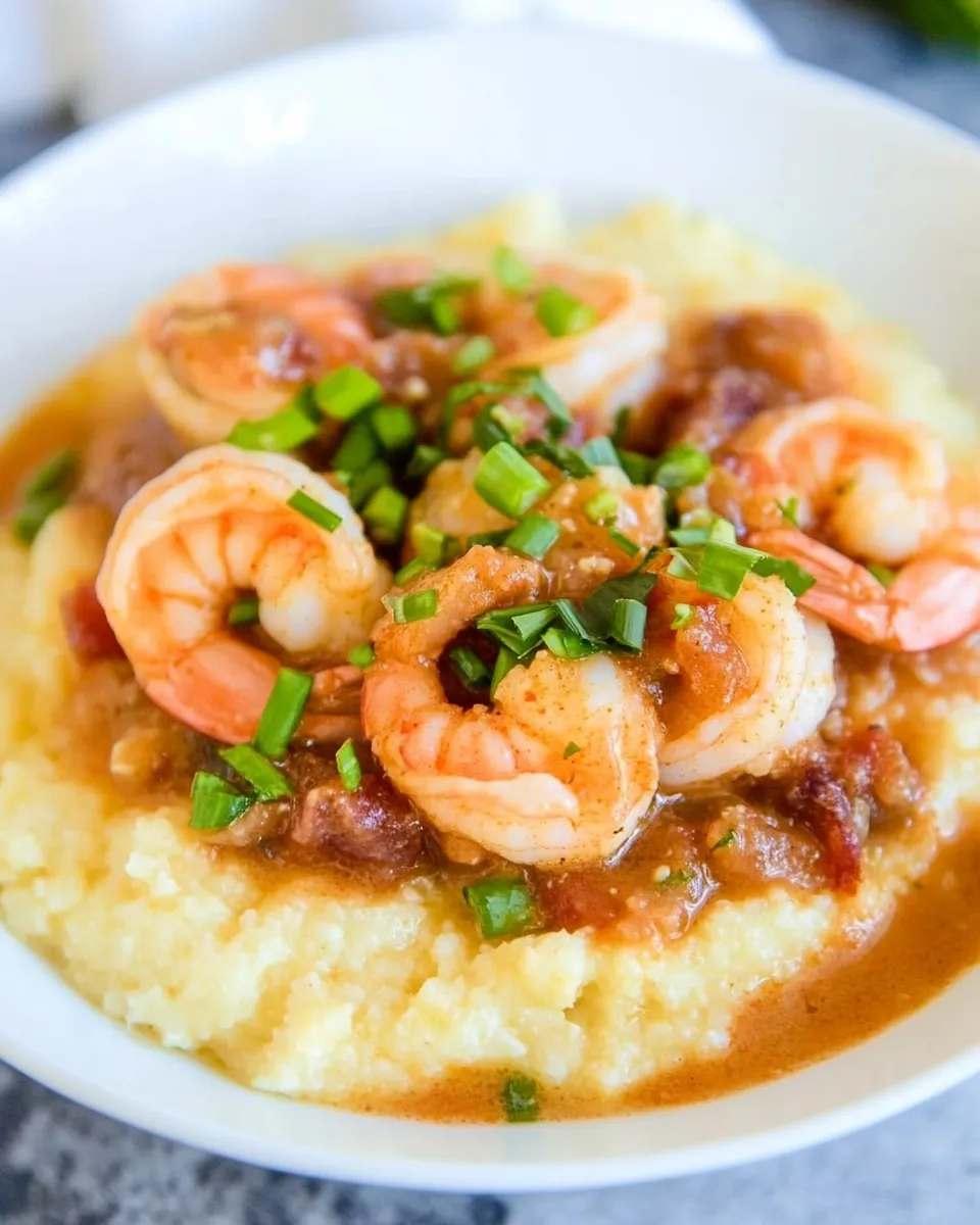 Delicious Smothered Shrimp and Parmesan Grits shot