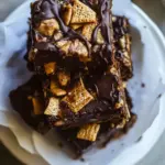 Fresh Snickerdoodle Peanut Butter Chocolate Chex Mix Bars. shot