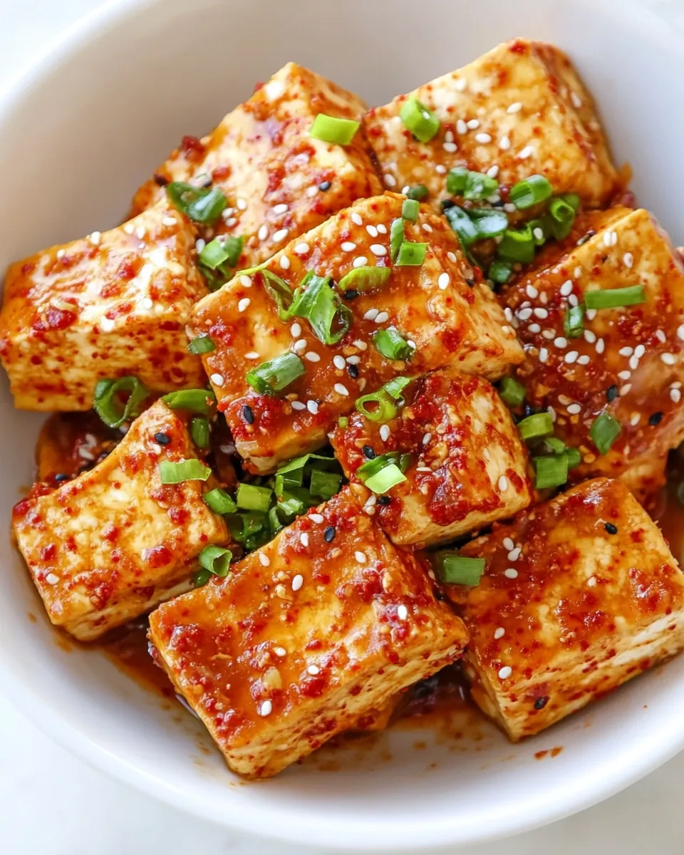 Classic Spicy Korean Tofu food shot
