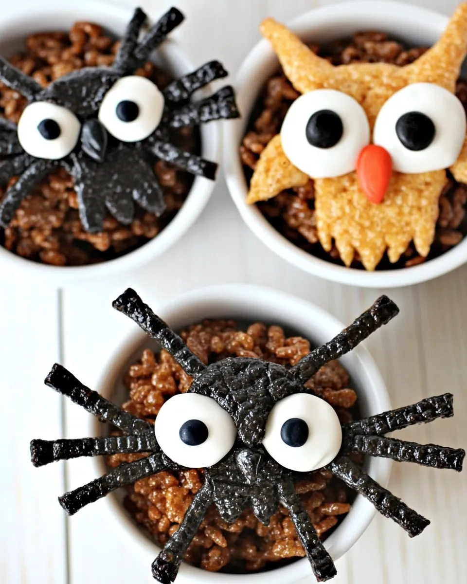 Delicious Spider and Owl Krispie Treats shot