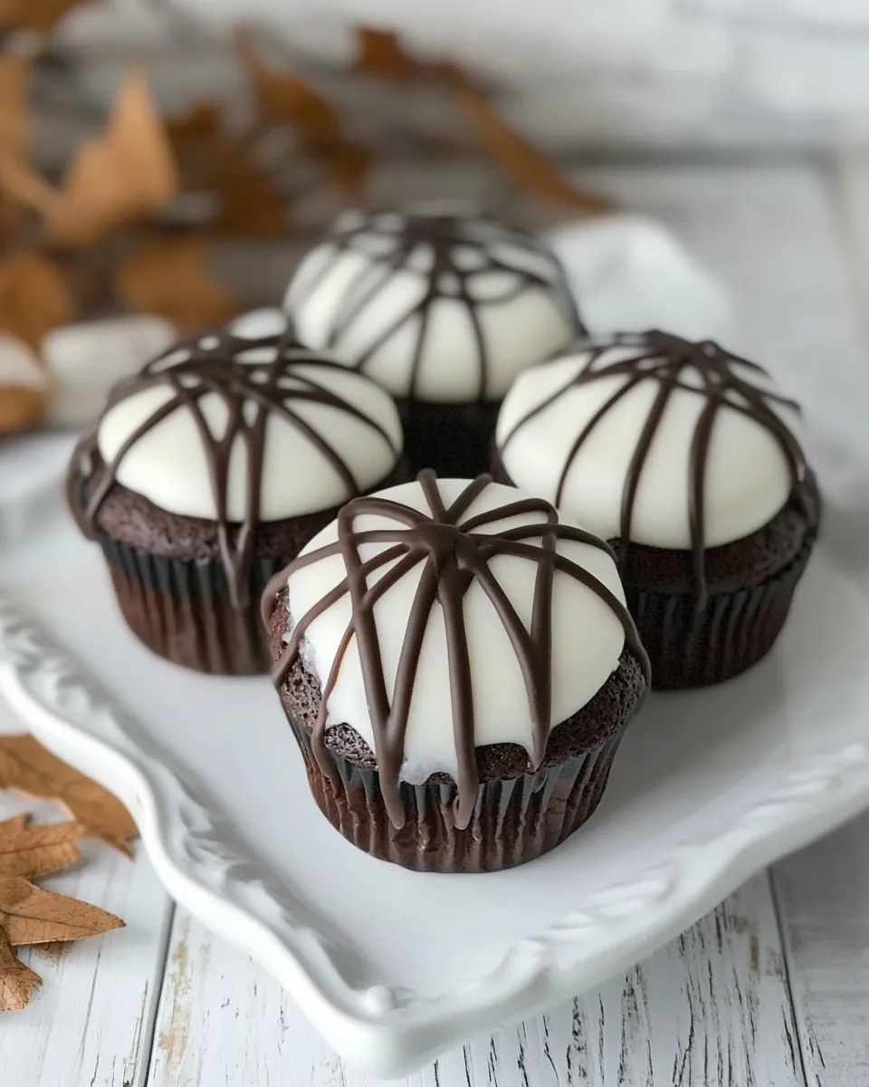 Delicious Spiderweb Cupcakes shot