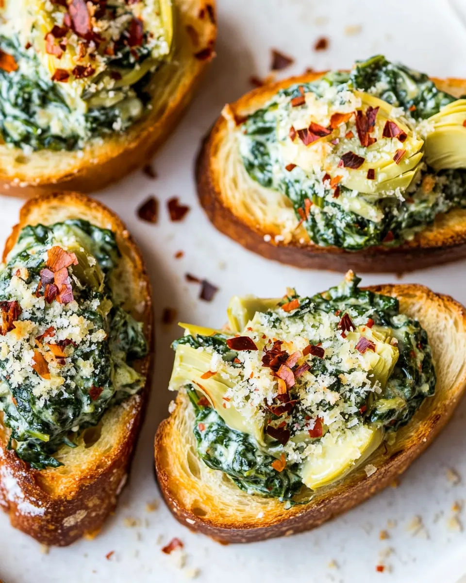 Classic Spinach-Artichoke Crostini shot
