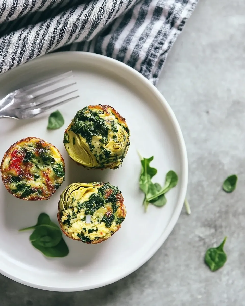 Homemade Spinach Breakfast Egg Muffins With Artichokes image