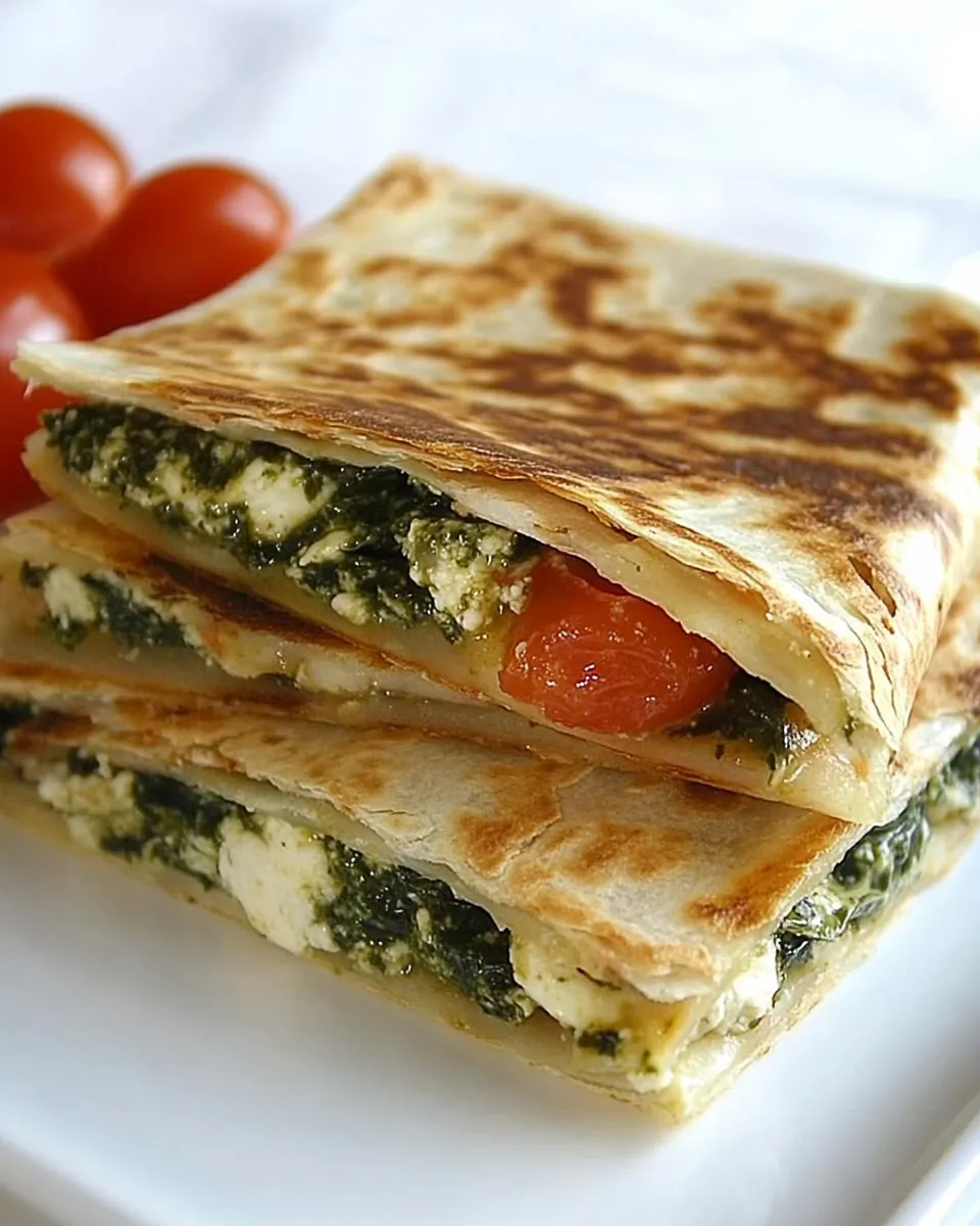 Homemade Spinach & Tomato Quesadilla with Pesto photo