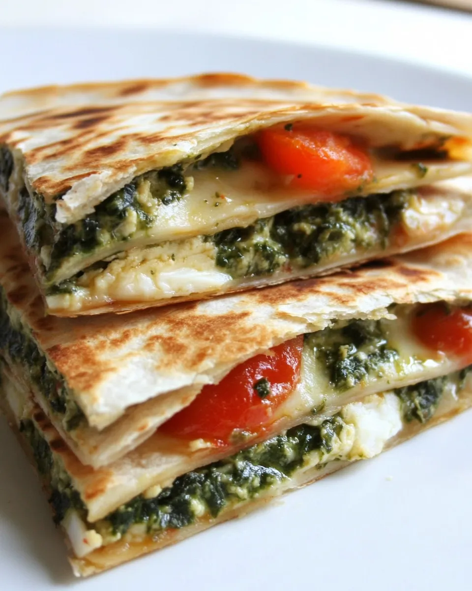 Classic Spinach & Tomato Quesadilla with Pesto image