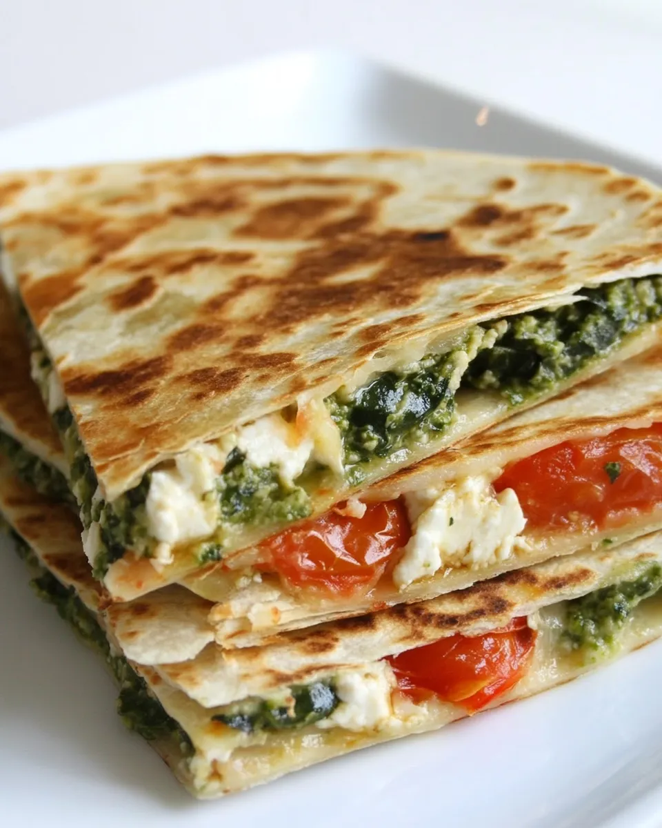 Easy Spinach & Tomato Quesadilla with Pesto picture