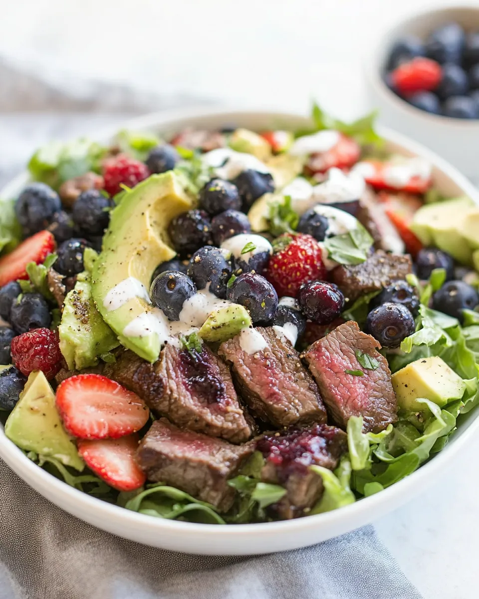 Easy Steak Salad with Berries, Avocado and Goddess Dressing picture