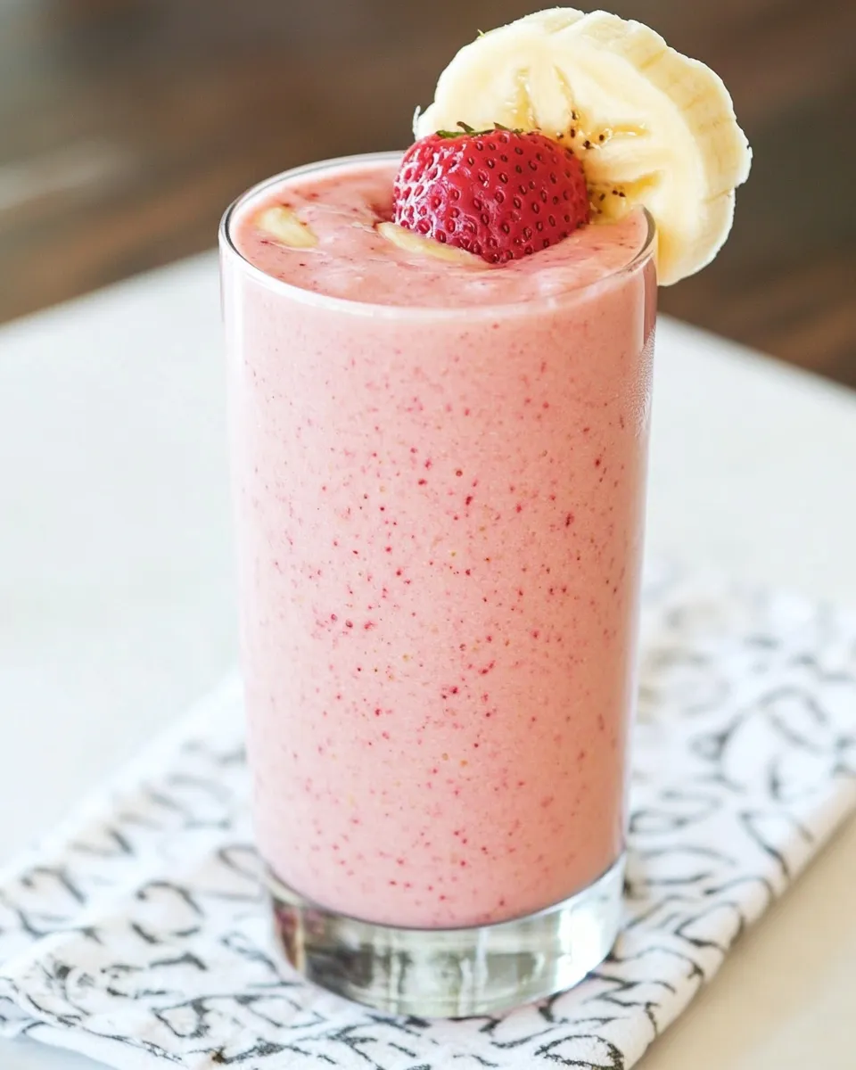 Homemade Strawberry-Banana Colada Smoothie photo