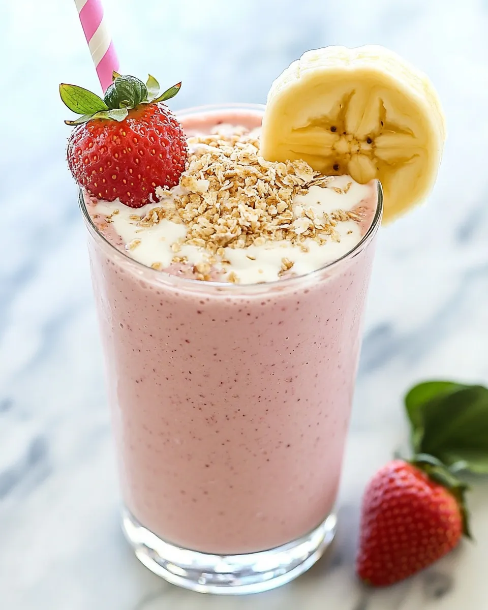 Delicious Strawberry-Banana Colada Smoothie shot