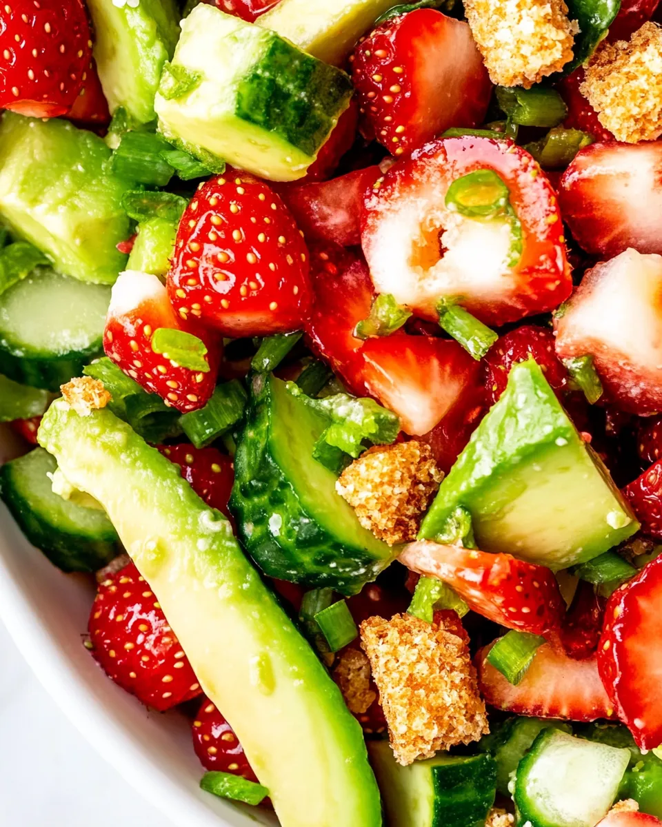 Delicious Strawberry Avocado Crunch Salad shot
