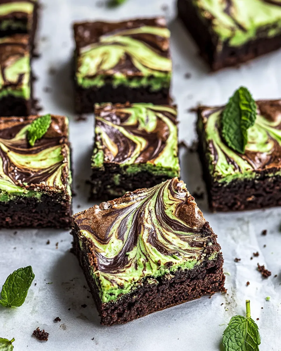Delicious Swirled Mint Cream Cheese Brownies shot