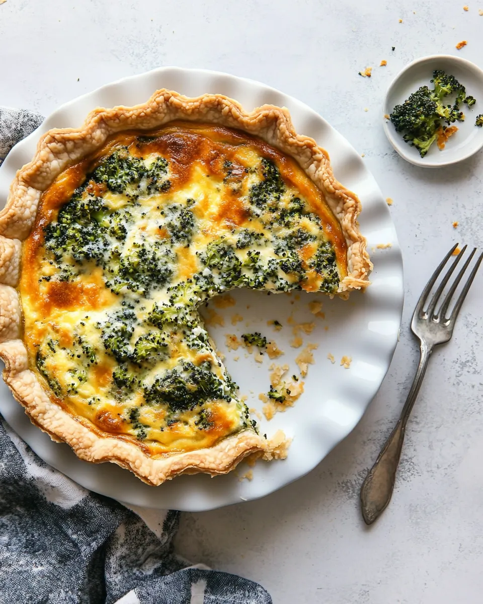 Homemade The Best Broccoli Cheddar Quiche. photo