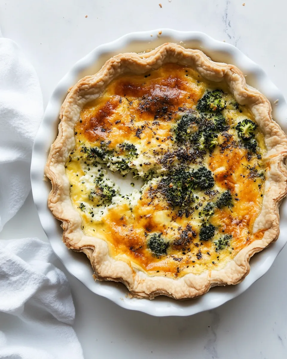 Delicious The Best Broccoli Cheddar Quiche. shot