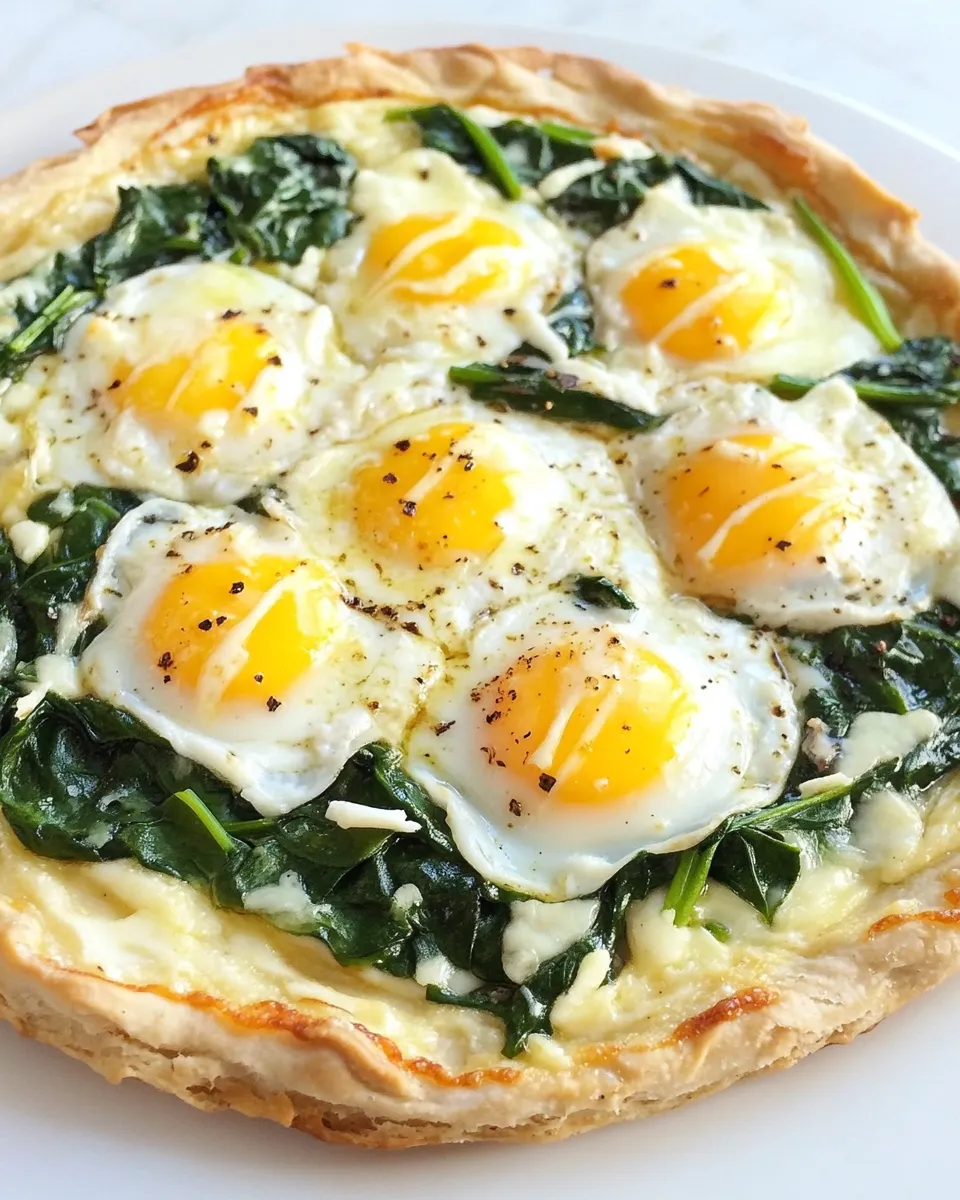 Homemade Thin Crust Spinach and Egg Breakfast Pizza image