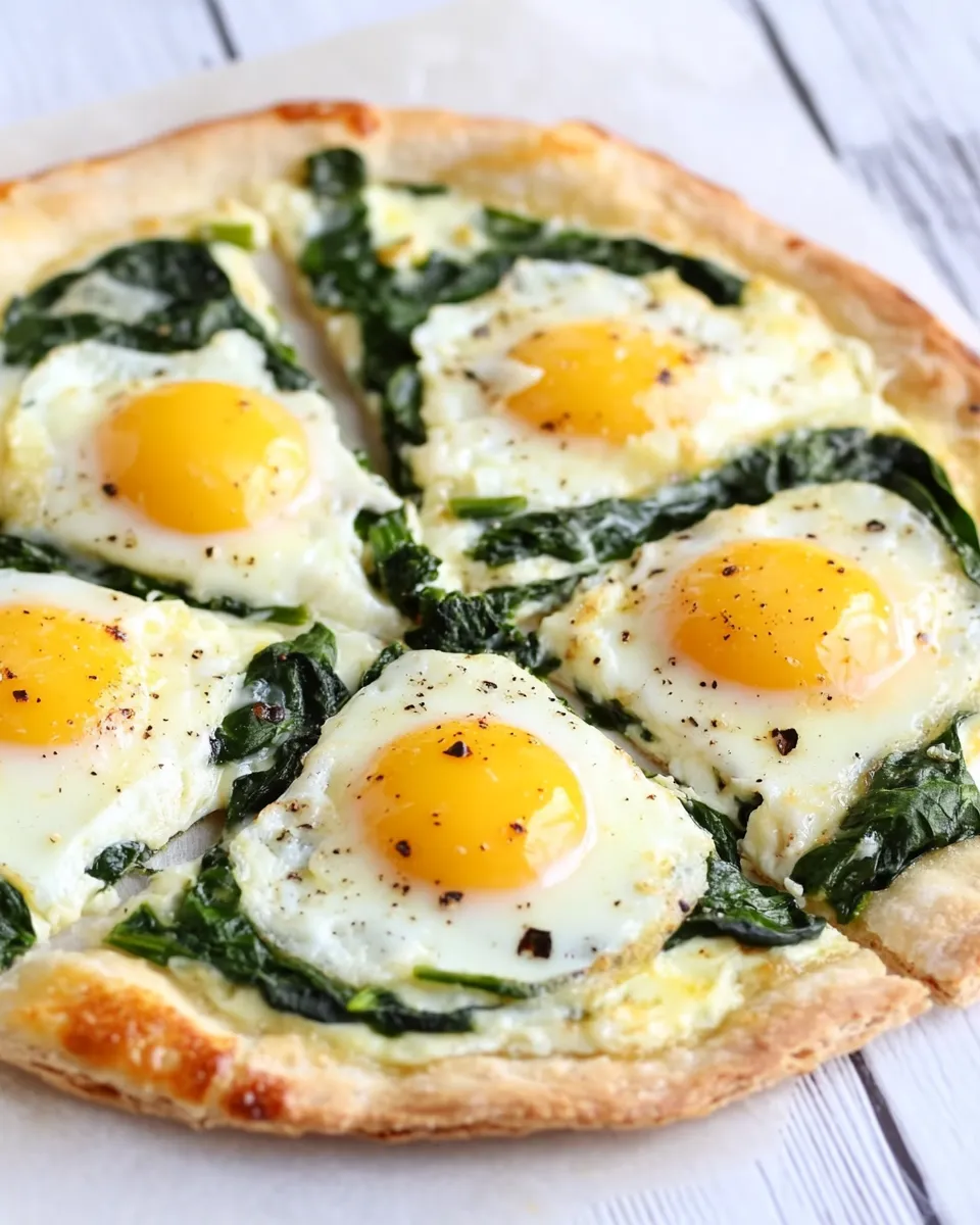Classic Thin Crust Spinach and Egg Breakfast Pizza photo