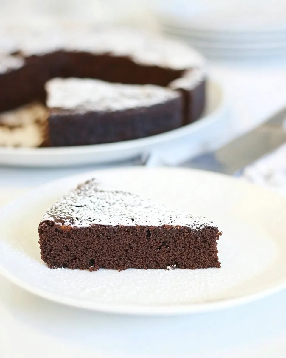 Delicious Torta Caprese Recipe (Chocolate Almond Flourless Cake) food shot