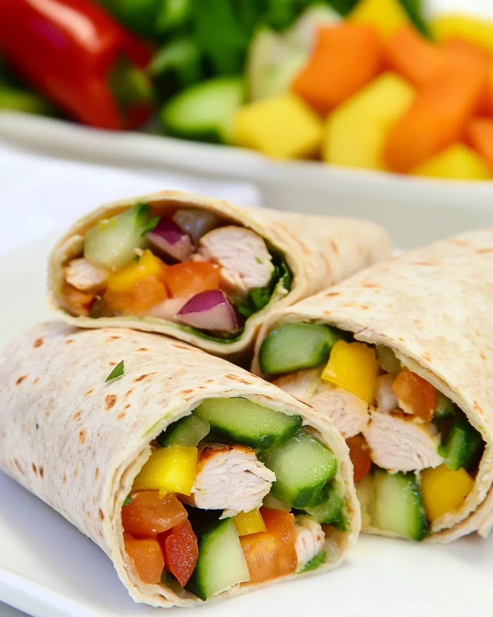 Delicious Turkey Hummus and Veggie Wraps shot