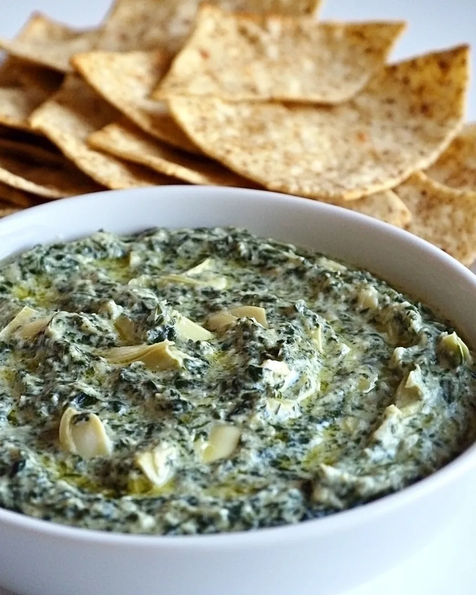 Delicious Vegan Spinach and Artichoke Dip shot