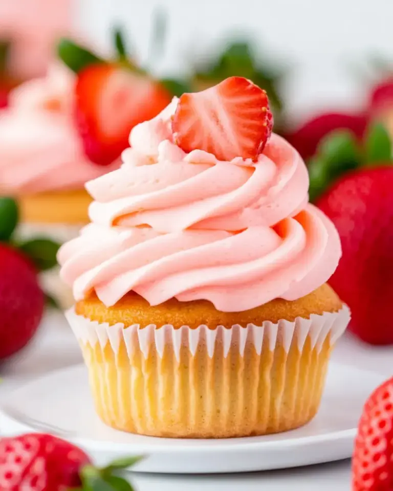 Homemade Vegan Strawberry Cupcakes photo