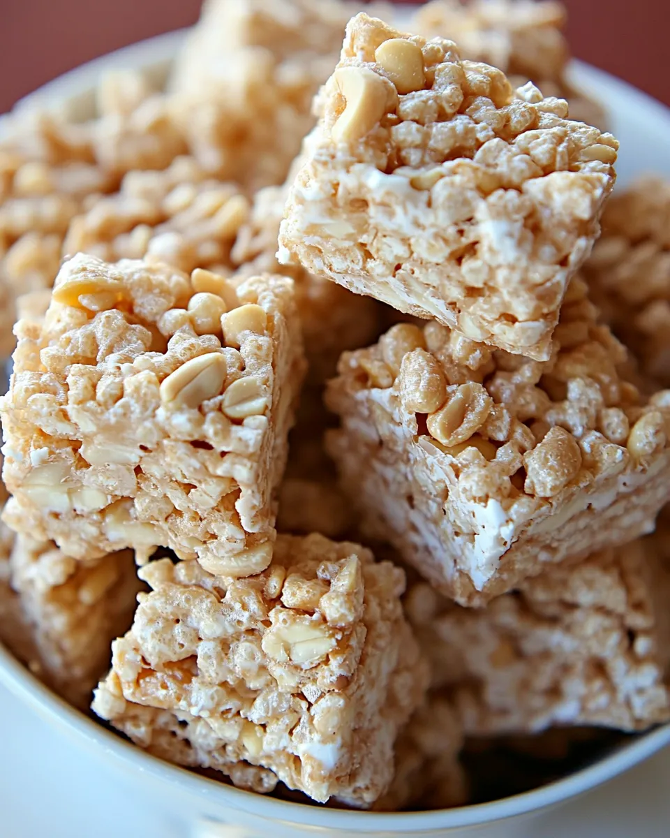 Homemade White Chocolate Rice Krispie Treat Recipe with Candied Peanuts photo